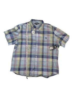 U.S. Polo Assn. Pastel Multi-Color Plaid Short Sleeve Button-Down Shirt Size 3XL